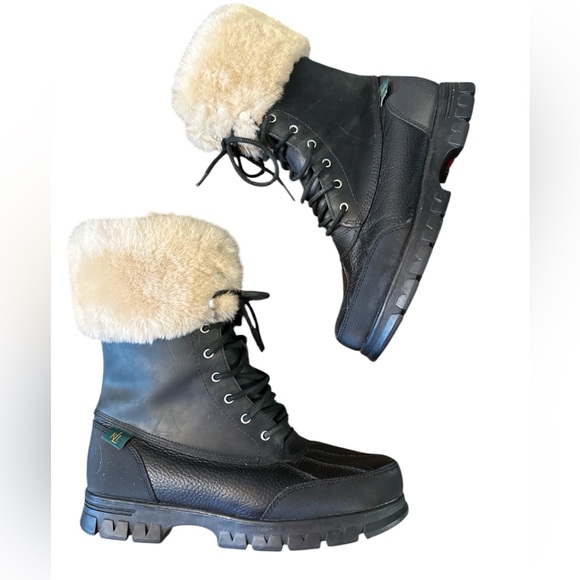 Lauren Ralph Lauren Quinta Black Leather Shearling Boots 8.5 EUC - Picture 11 of 11